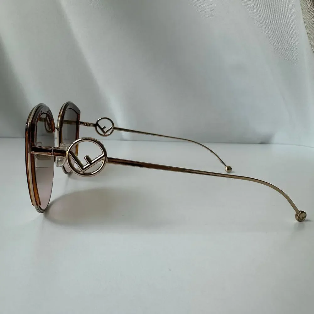 Fendi FF 0290/S Oversized Butterfly Sunglasses Gold Tortoise FF Logo w/ Case